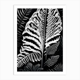 Japanese Painted Fern Linocut Art Print