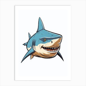 A Bull Shark In A Vintage Cartoon Style 2 Art Print