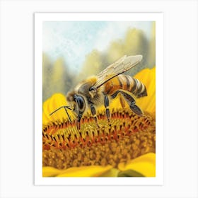 Halictidae Bee Storybook Illustration 7 Art Print