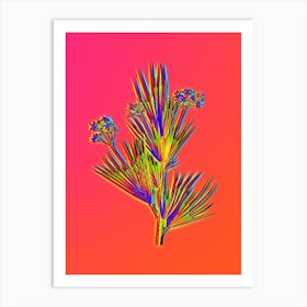 Neon Blue Stars Botanical in Hot Pink and Electric Blue n.0407 Art Print