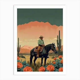 Cowboy In The Desert 25 Art Print