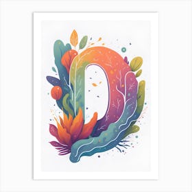 Colorful Letter D Illustration 31 Art Print