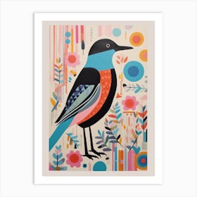 Colourful Scandi Bird Dipper 1 Art Print