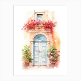 Lecce, Italy   Mediterranean Doors Watercolour Painting 1 Art Print