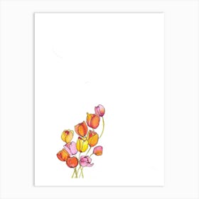 Watercolor Tulips 1 Art Print