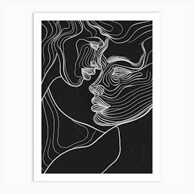 Minimalist Portrait Line Black And White Woman 1 Art Print