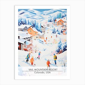 Vail Mountain Resort   Colorado Usa, Ski Resort Poster Illustration 1 Art Print