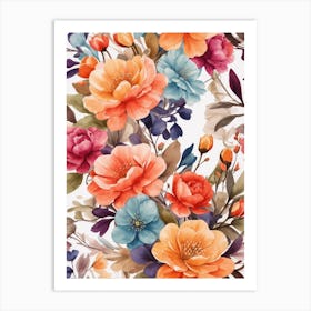 Watercolor Floral Pattern Art Print