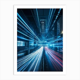 A Dynamic Scene Encapsulating The Essence Of Cybersecurity And Telecommunications Featuring A High Art Print