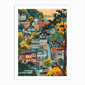 Sunnyside New York Colourful Silkscreen Illustration 3 Art Print