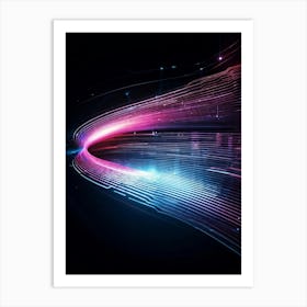 Abstract Vector Representation Of A Futuristic Concept Warp Lines Glowing With Neon Hues Converging (3) Art Print