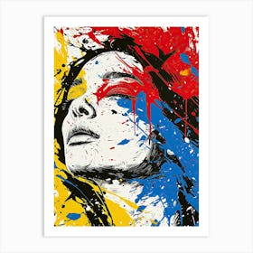 Woman With Paint Splatters, Pop Art Art Print