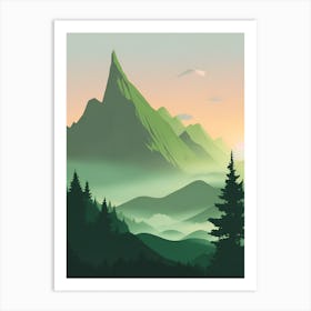 Misty Mountains Vertical Composition In Green Tone 157 Art Print