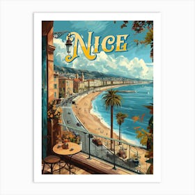Vintage Nice, France Poster Art Print