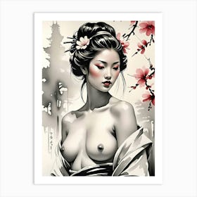 Geisha Nude Japanese Art Art Print