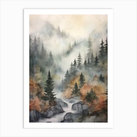 Autumn Forest Landscape Great Bear Rainforest Canada 1 Art Print