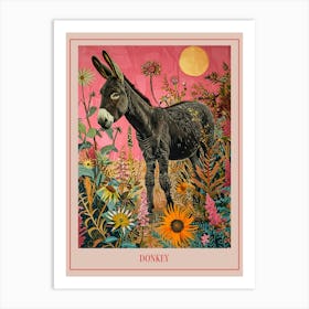 Floral Animal Painting Donkey 2 Poster Art Print