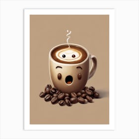 Kawaii Coffee Art Print