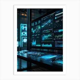 Advanced Digital Interface Showcasing Scientific Data Analysis Powered By Artificial Intelligence N (4) Art Print