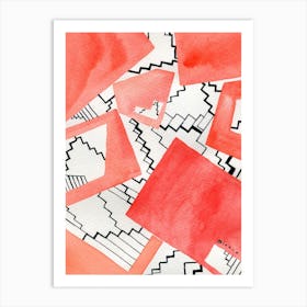 Stairs In Red Art Print