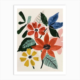 Painted Florals Poinsettia 1 Art Print