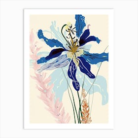 Colourful Flower Illustration Love In A Mist Nigella 3 Art Print