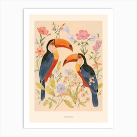 Folksy Floral Animal Drawing Toucan 3 Poster Art Print