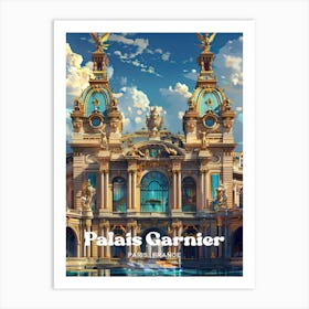 Palais Garnier Opera House Digital Travel Illustration Art Print