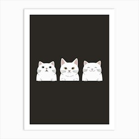 Three White Cats Art Print