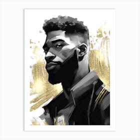 Black Man with Gold Abstract 8 Art Print