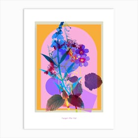 Forget Me Not 6 Neon Flower Collage Poster Art Print