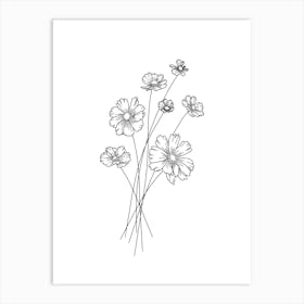 Lineart Flowers Art Print