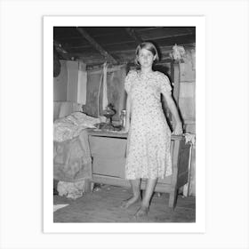 Girl Standing In Front Of Bureau In Shack Home, Tin Town, Caruthersville, Missouri By Russell Lee Art Print