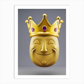 Smiley Face Adorned With A Regal Crown Expression Conveying Royal Happiness Set Against A Detailed Art Print