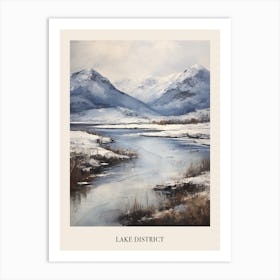 Vintage Winter Painting Poster Lake District United Kingdom 1 Art Print