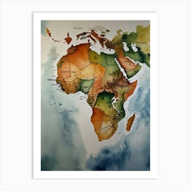 African Continent Map Art Print