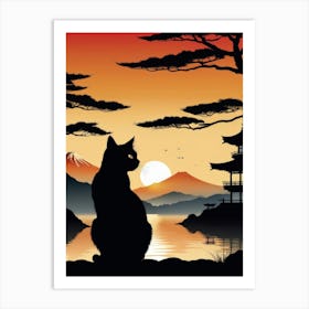 Japan Cat Art 16 Art Print