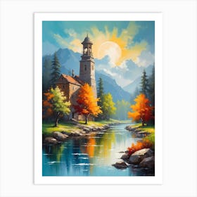 Church By A River Art Print