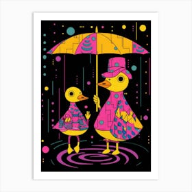 Ducks In The Rain 1 Art Print