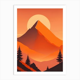 Misty Mountains Vertical Composition In Orange Tone 24 Art Print