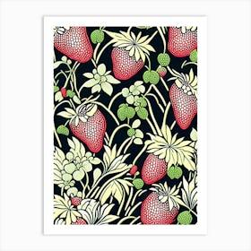 Wild Strawberries, Plant, William Morris Style Art Print