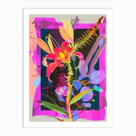 Kangaroo Paw 3 Neon Flower Collage Art Print