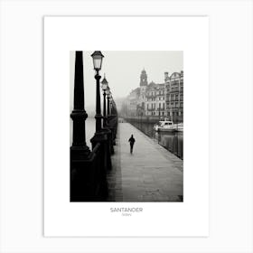 Poster Of Santander, Spain, Black And White Analogue Photography 2 Art Print