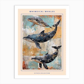 Whimsical Whales Brushstrokes Poster 4 Art Print