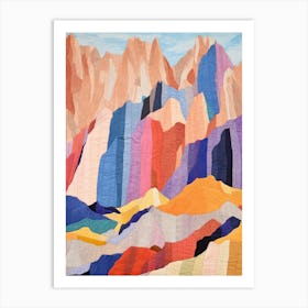 Mount Whitney United States 3 Colourful Mountain Illustration Art Print