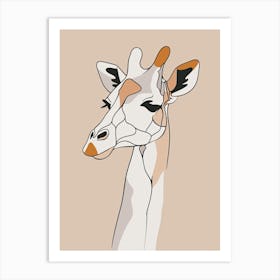 Giraffe - Boho, Line Art 18 Art Print