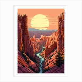 Canyon Landscape Pixel Art 2 Art Print
