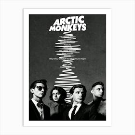 Arctic Monkeys Black And White Vintage Poster Art Print