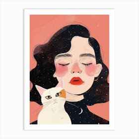 Girl With A Cat 6 Art Print