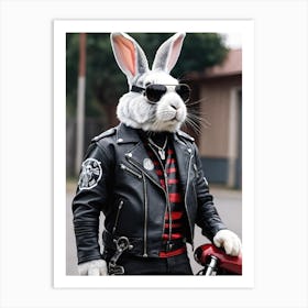 Biker Rabbit Art Print